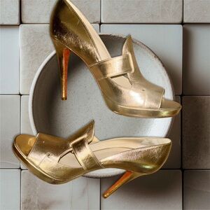 Versace Gold and Orange Heels Stiletto Elegance